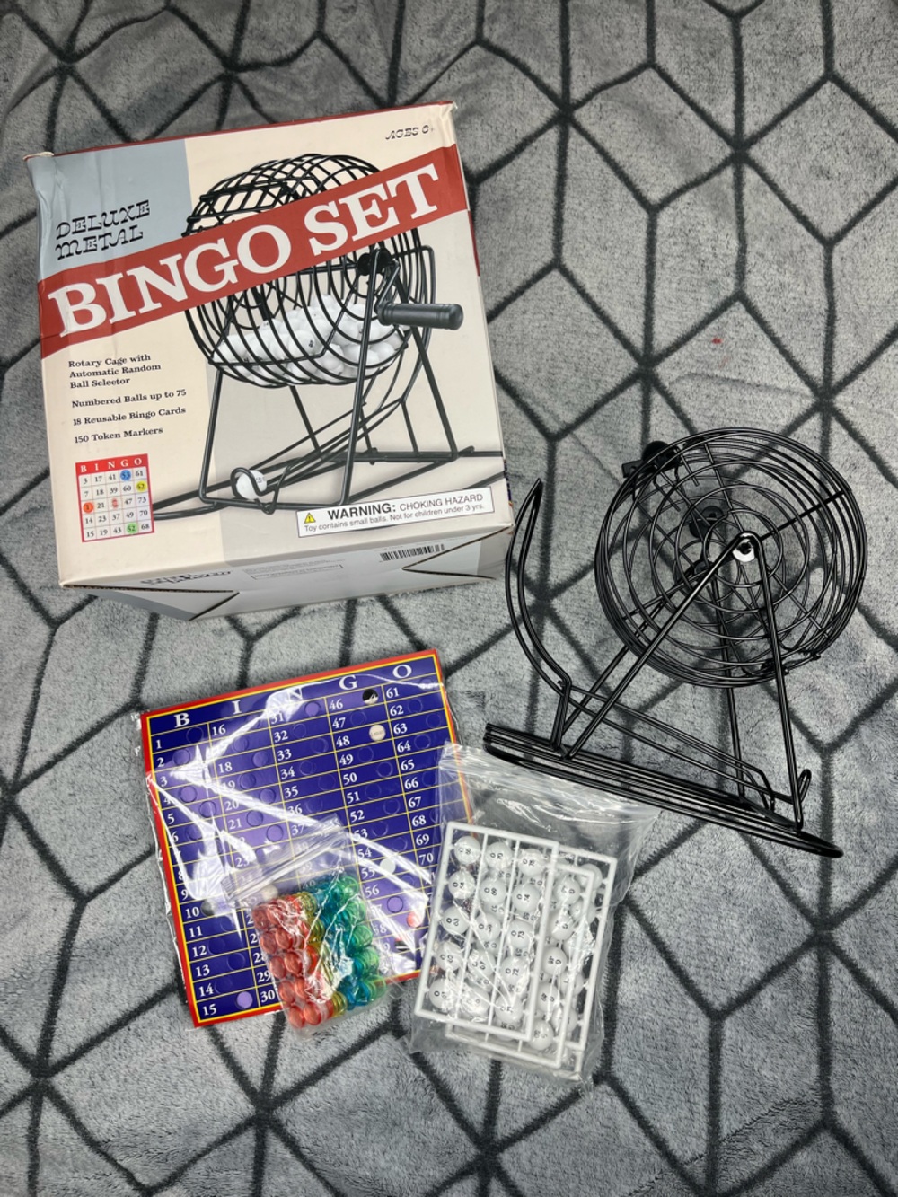 Deluxe Metal Black Bingo Cage Set with Accessories NWT